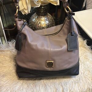 Dooney & Bourke Taupe and Black Hobo Bag